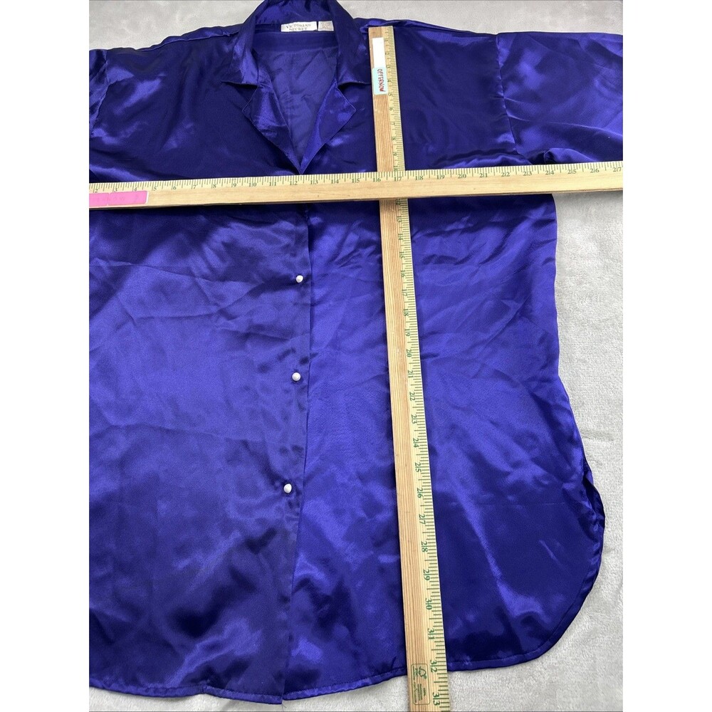 Vtg Victoria's Secret Gold Label Satin Sleep Shirt Purple Nightgown Sz M/L Top - Picture 2 of 5